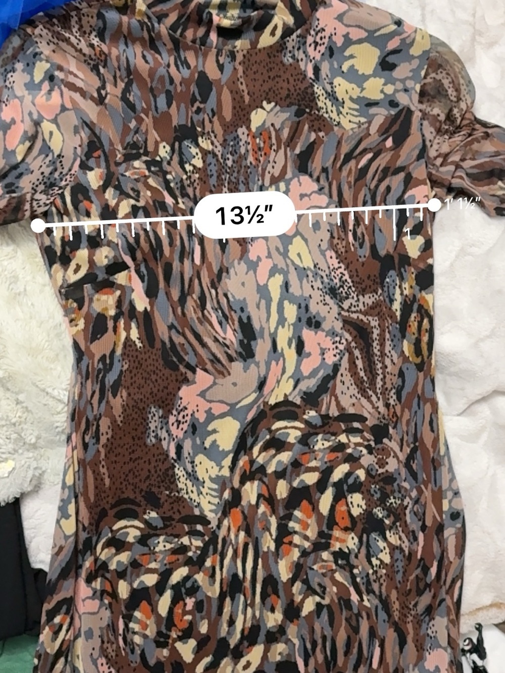 Long Sleeve Abstract Animal Print Midi Dress in Brown - Picture 8 of 9
